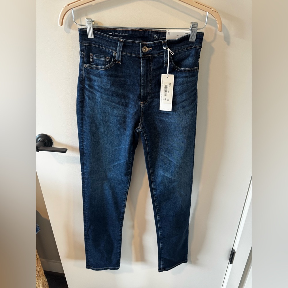 AG Mari Mid-Rise Slim Straight Dark Blue Jeans - Size 26 (brand new) - Picture 2 of 10